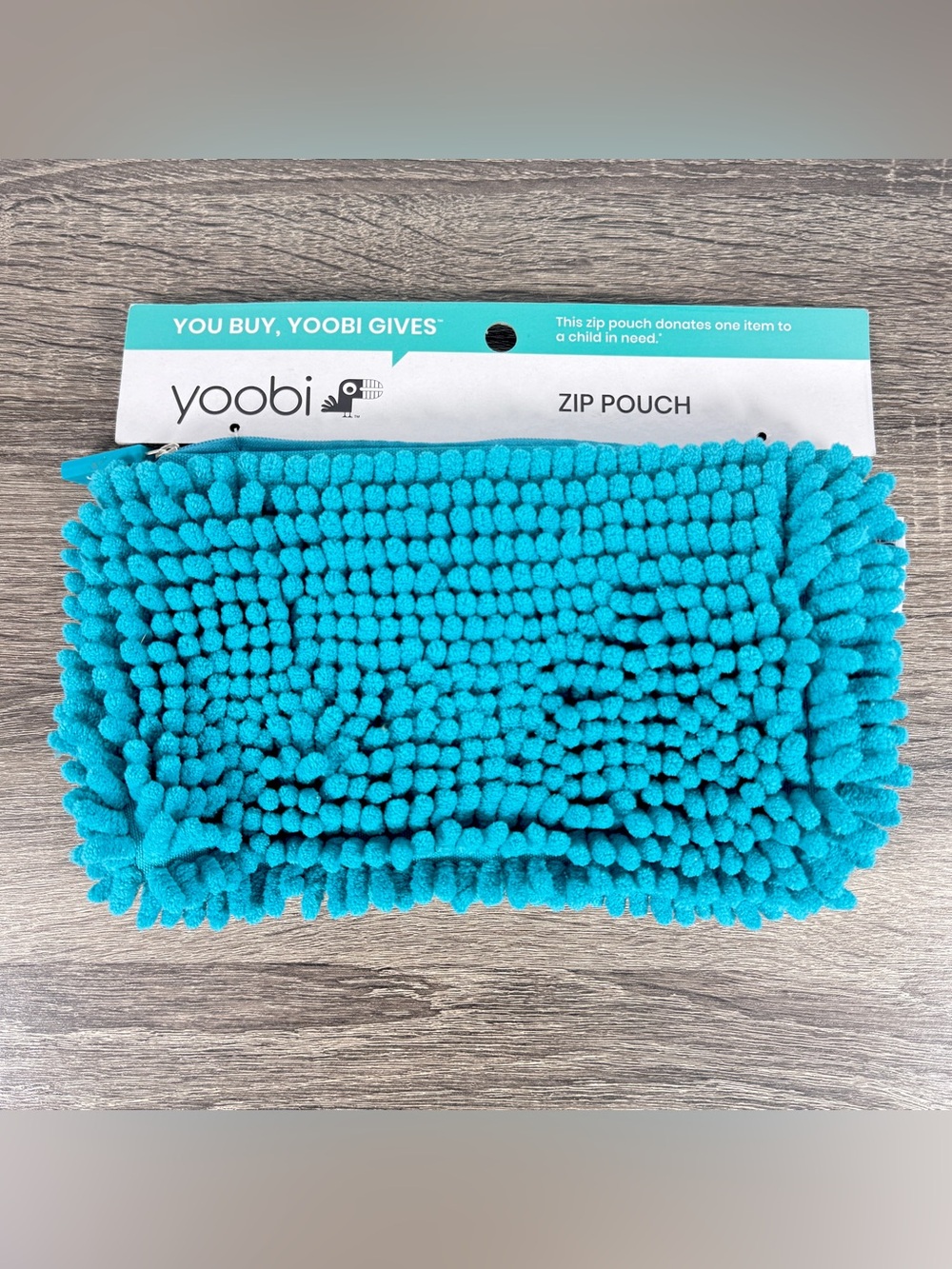 NEW Yoobi Blue Fuzzy Microfiber Zip Pouch